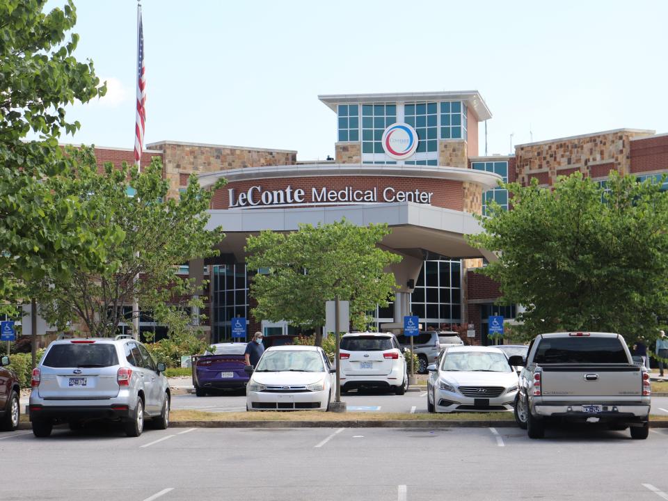 The parking lot at LeConte Medical Center in Sevierville, Tennessee