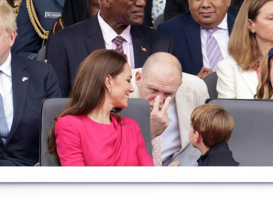 Prince Louis has a playful interaction with Mike Tindall, the husband of Zara Tindal (Getty Images)