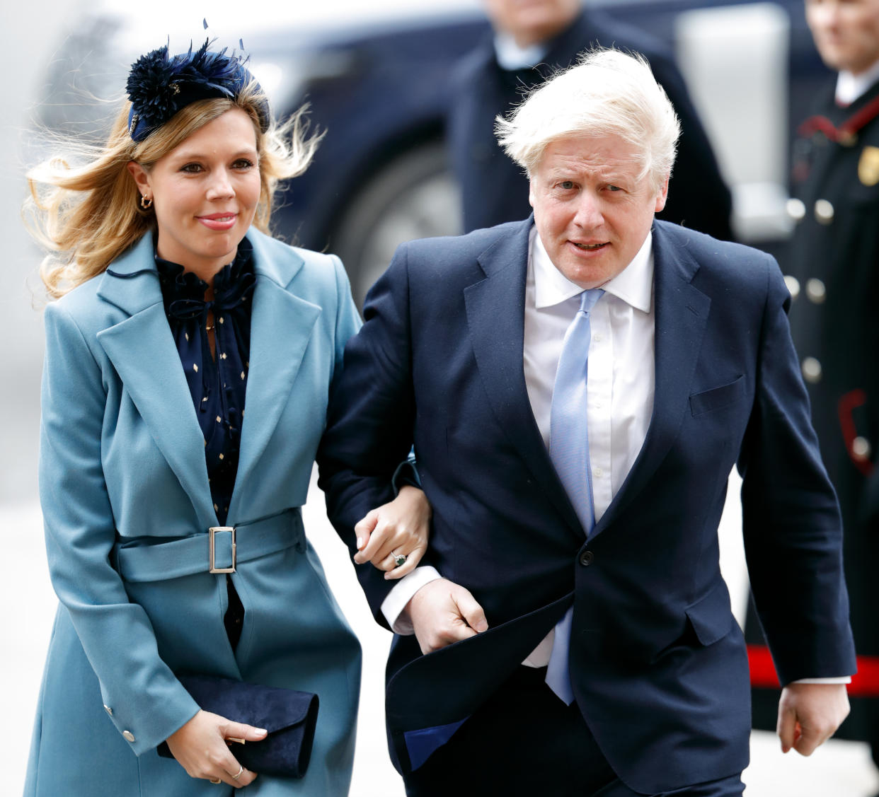 LONDON, UNITED KINGDOM - MARCH 09: (EMBARGOED FOR PUBLICATION IN UK NEWSPAPERS UNTIL 24 HOURS AFTER CREATE DATE AND TIME) Carrie Symonds and Prime Minister Boris Johnson attend the Commonwealth Day Service 2020 at Westminster Abbey on March 9, 2020 in London, England. The Commonwealth represents 2.4 billion people and 54 countries, working in collaboration towards shared economic, environmental, social and democratic goals. (Photo by Max Mumby/Indigo/Getty Images)