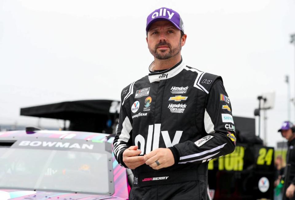 Apr 29, 2023; Dover, Delaware, USA; NASCAR Cup Series driver Josh Berry stands on pit road during practice and qualifying for the Wurth 400 at Dover Motor Speedway. Mandatory Credit: Matthew OHaren-USA TODAY Sports Matthew OHaren/Matthew OHaren-USA TODAY Sports