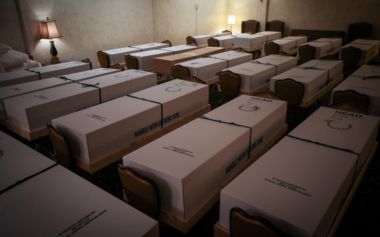 Caskets at the Gerard J. Neufeld funeral home in Queens, New York City -  Anadolu