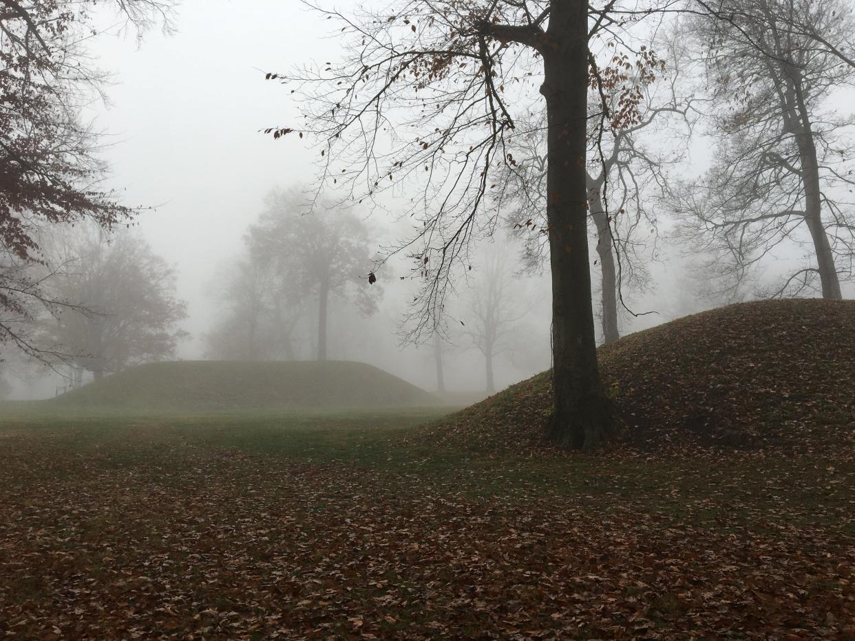 A photo of the Newark Earthworks taken during the fall of 2022.