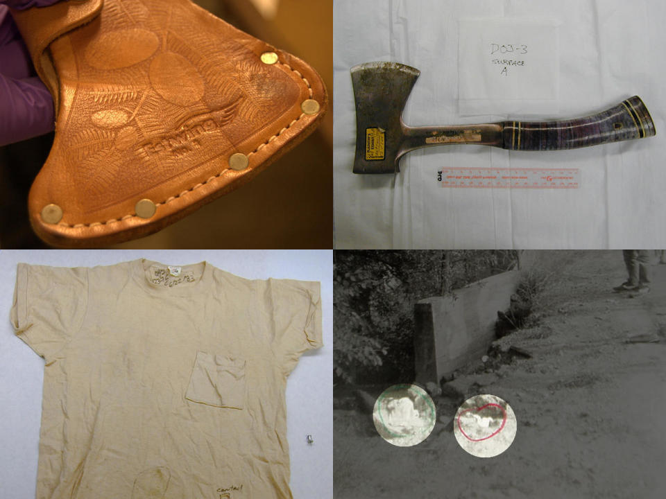 On Dec. 24, 2018, California Gov. Jerry Brown approved new DNA testing on four pieces of evidence: the sheath, the hatchet, the tan T-shirt and an orange towel found near the Ryen home that matched ones from inside. / Credit: San Bernardino Sheriff's Department
