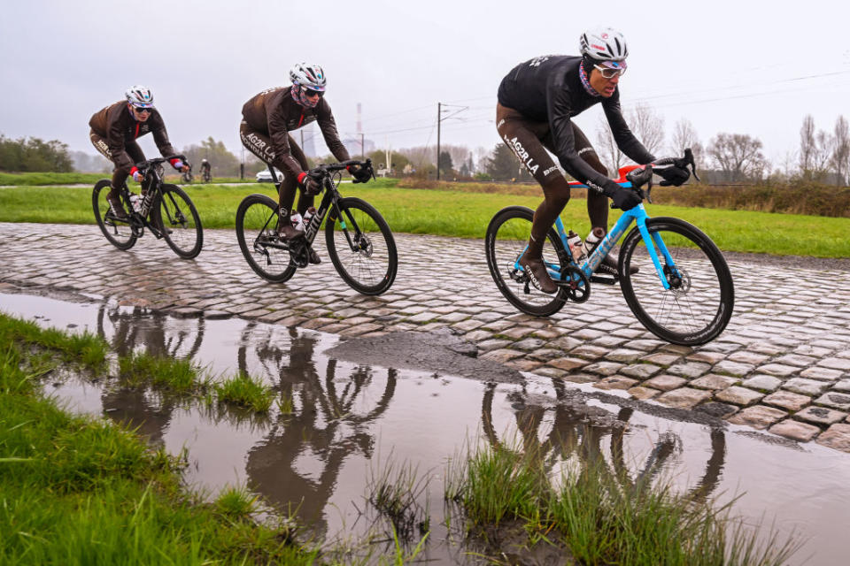 ROUBAIX FRANCE  APRIL 06 Michael Schr of Switzerland and Ag2R Citren Team during the ParisRoubaix 2023 Training Day 1  UCIWT  on April 06 2023 in Roubaix France Photo by Luc ClaessenGetty Images