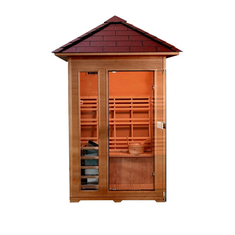 SunRay Saunas 2 - Person Outdoor Bluetooth Compatible Traditional Steam Sauna in Hemlock
