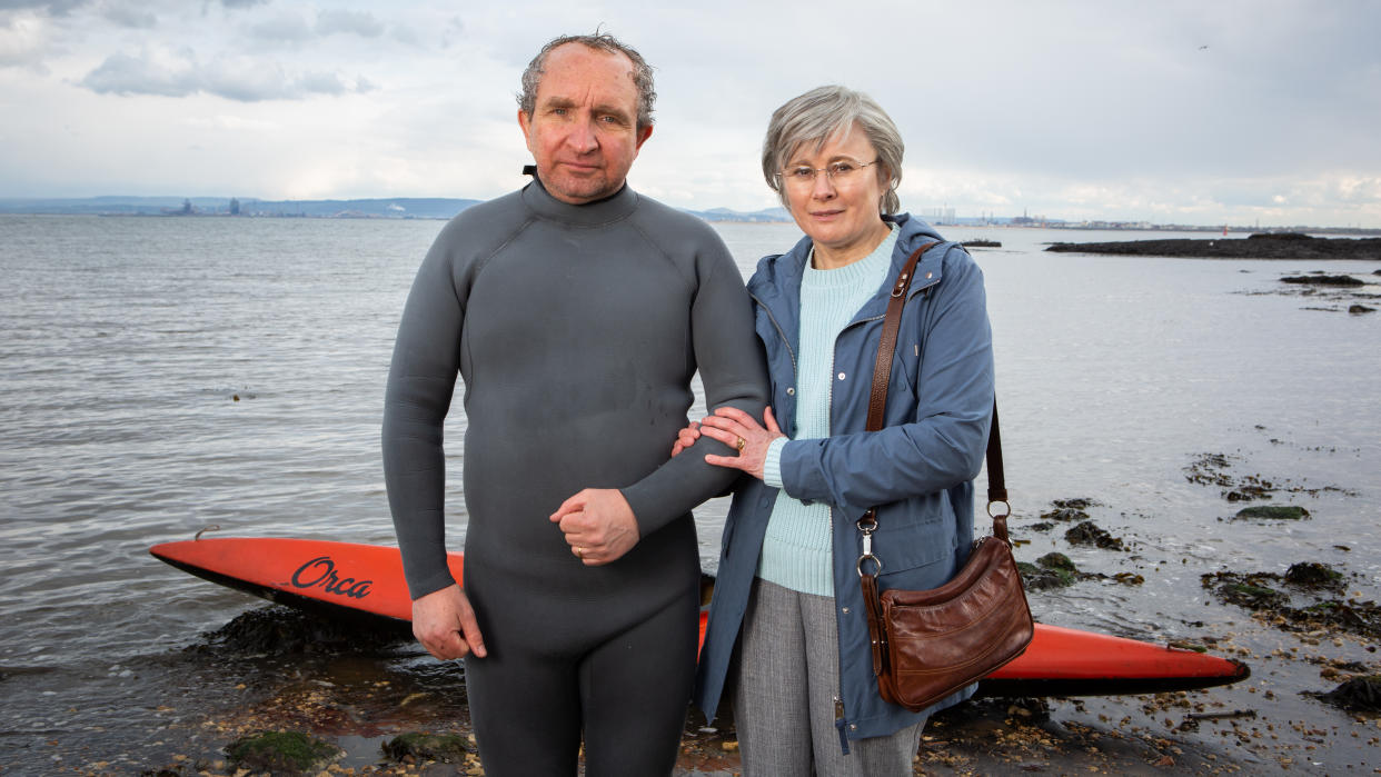 Eddie Marsan and Monica Dolan portray 'canoe man' John Darwin and his wife Anne in 'The Thief, His Wife and The Canoe'. (Story Films/ITV)