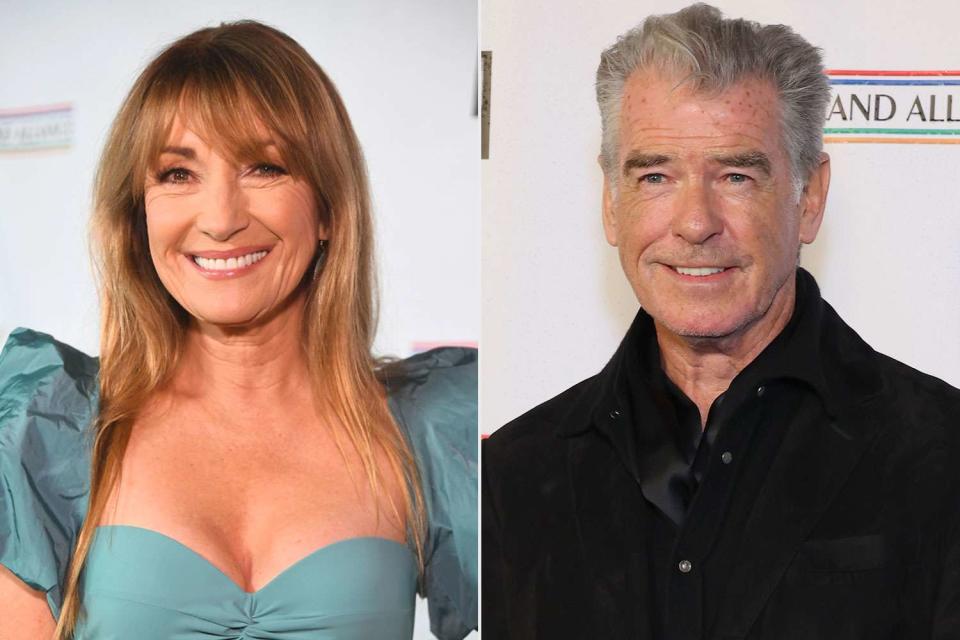 <p>Alberto E. Rodriguez/Getty, Leon Bennett/Getty</p> Jane Seymour and Pierce Brosnan at the Oscar Wilde Awards on March 7, 2024, in Santa Monica, California