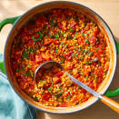 <p>This vegan lentil chili is easy and satisfying, with earthy flavors balanced by spices. Use this basic chili recipe to customize with your favorite add-ins. <a href="https://www.eatingwell.com/recipe/7910071/lentil-chili/" rel="nofollow noopener" target="_blank" data-ylk="slk:View Recipe" class="link rapid-noclick-resp">View Recipe</a></p>