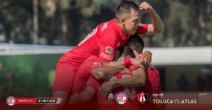 En pleno festejo de los jugadores del Toluca. Foto: Redes Sociales Toluca