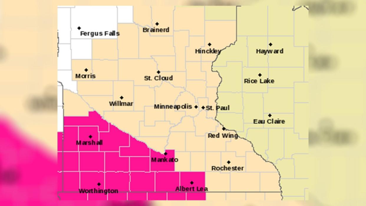 <div>Screenshot of areas under a red flag warning on April 13 from the National Weather Service.</div>