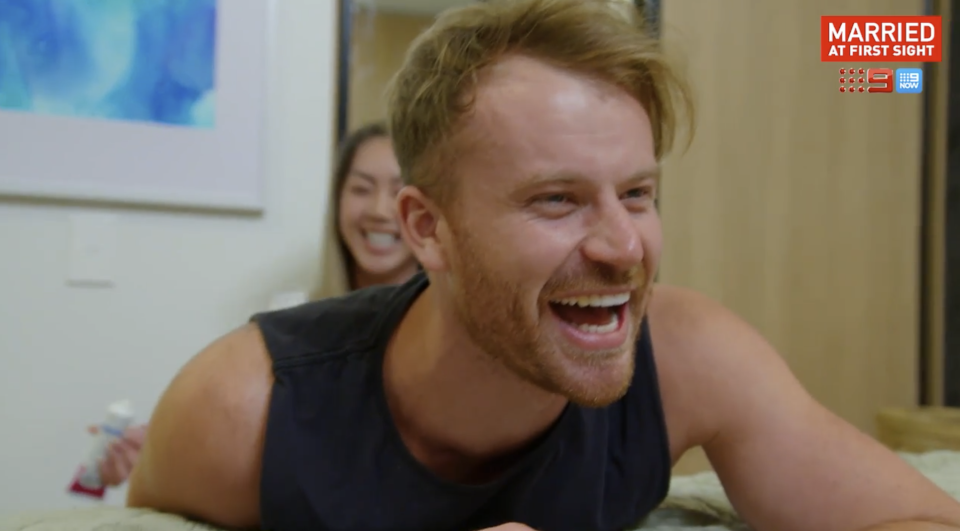 Married At First Sight's Selina and Cody laugh