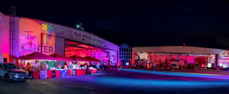 The Red Dress Dress Red party was held at the Palm Springs Air Museum on March 19, 2022.