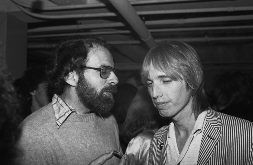 Chatting&nbsp;with Los Angeles Times pop critic, Robert Hilburn, backstage at a 1980 Santa Cruz, CA.&nbsp;