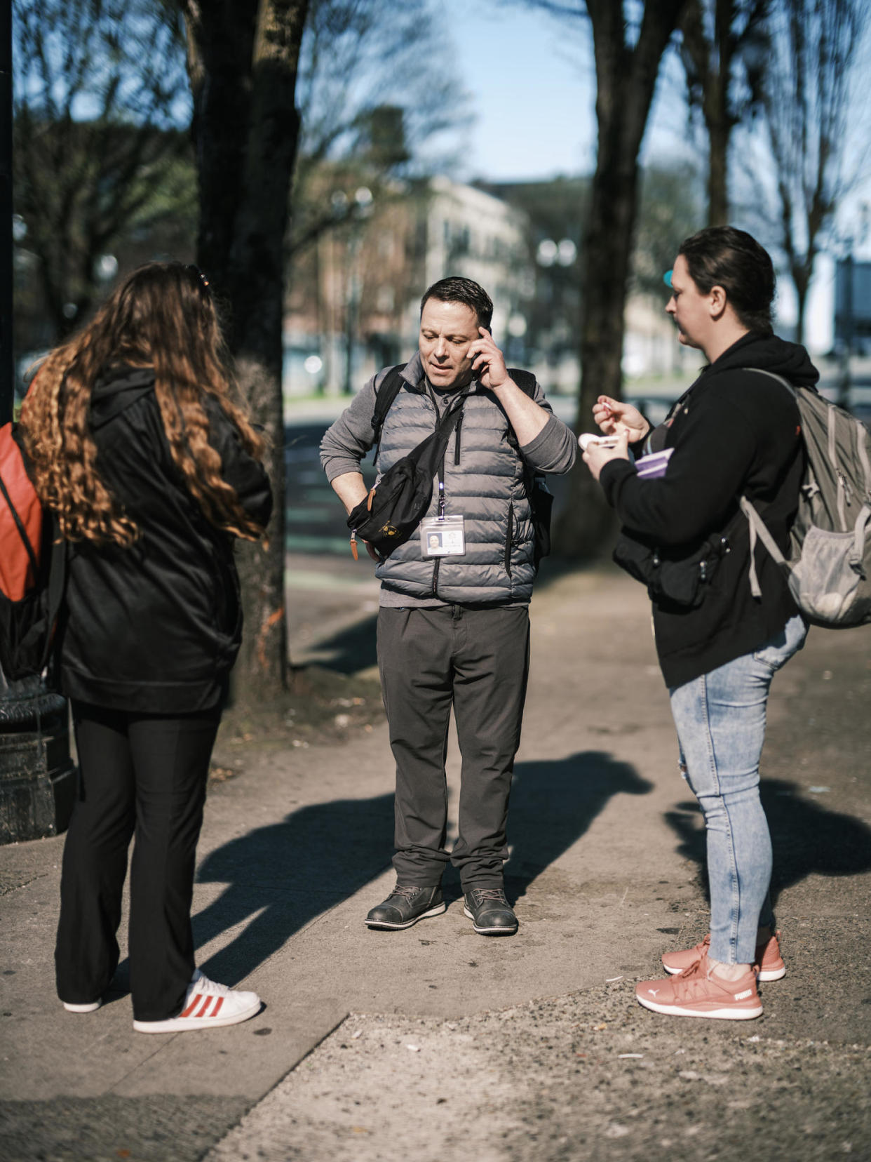 Mary Mcabee, Ricco Mejia and Sarah Pulver perform community outreach rounds (Jordan Gale for NBC News)