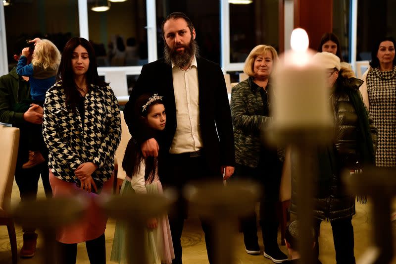 Hasidic Jewish refugees from Ukraine celebrate Hanukkah at a kosher shelter on the banks of Hungary's Lake Balaton