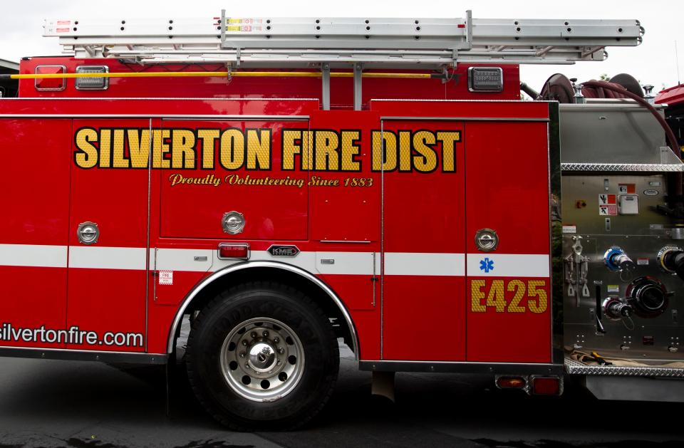 A Silverton Fire District engine is parked near the Fallen Firefighters Memorial Ceremony on Thursday, June 9, 2022 in Salem, Ore. 