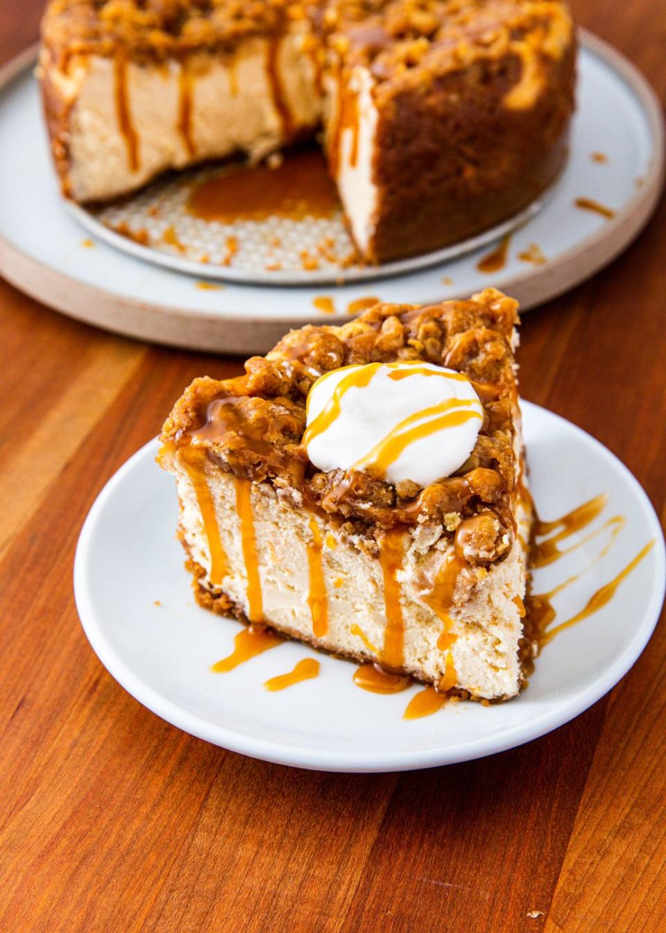 <p>Why can't all cheesecakes come with a crumb topping?</p><p>Get the recipe from <a href="https://www.delish.com/cooking/recipe-ideas/a23872239/apple-crisp-cheesecake-recipe/" rel="nofollow noopener" target="_blank" data-ylk="slk:Delish;elm:context_link;itc:0;sec:content-canvas" class="link ">Delish</a>.</p>