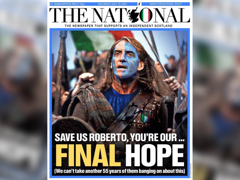 Bravissimo Heart: Italian manager Roberto Mancini depicted as the new William Wallace (Herald & Times)