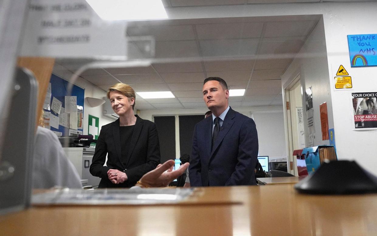 Britain's Health Secretary Wes Streeting with Amanda Pritchard, Chief Executive of NHS England, visit Abbey Medical Centre