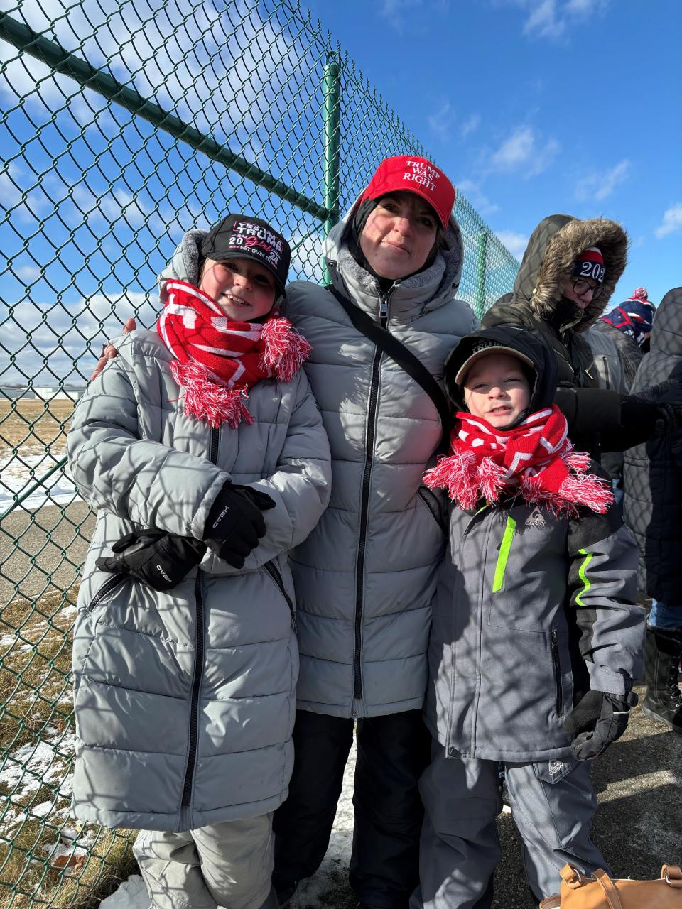 Missy Prill, 37, drove from Grand Rapids to Waterford to see former President Donald Trump with her daughter, Kayleigh, 10, and her son, Oliver, 8.