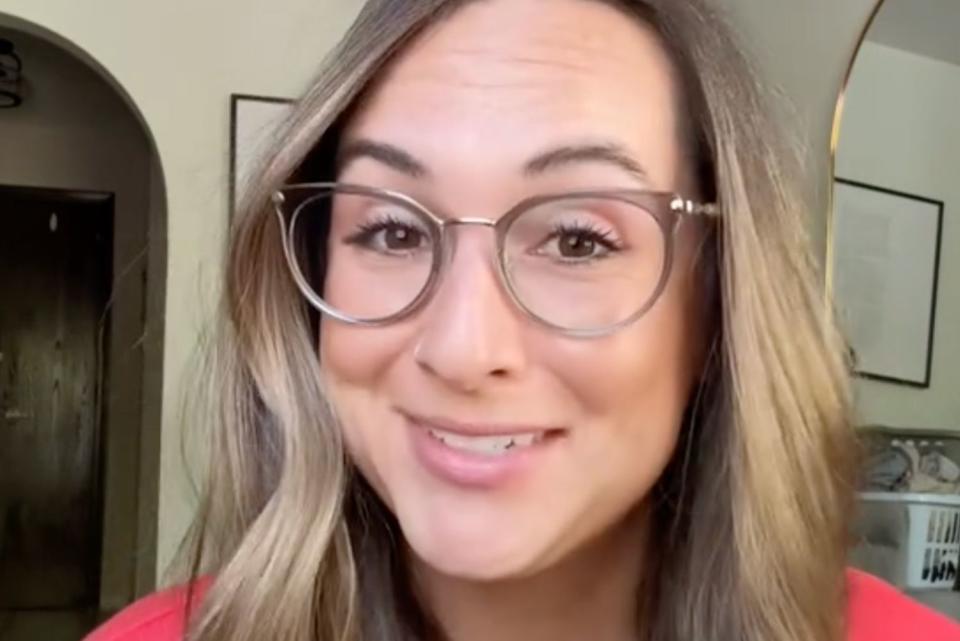 <p>TikTok/@emily_wehner</p> Emily Wehner in a TikTok video about her Mother