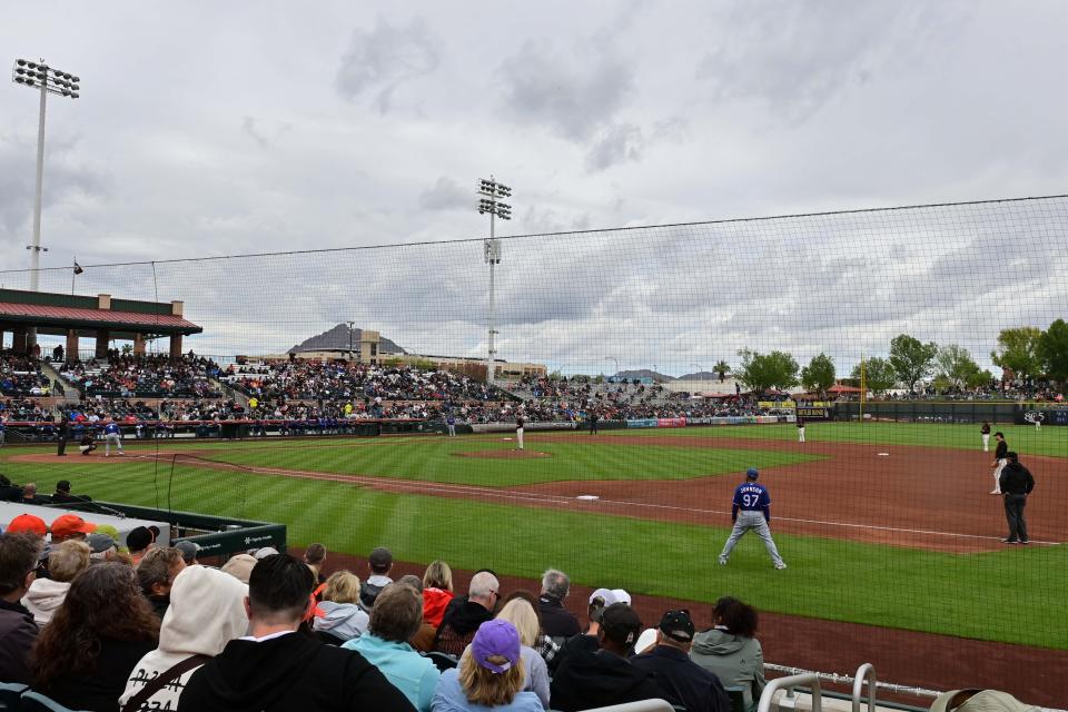 Fans take in a 2023 game at Scottsdale Stadium.