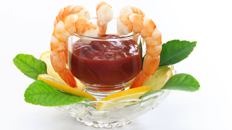 Shrimp cocktail in a glass