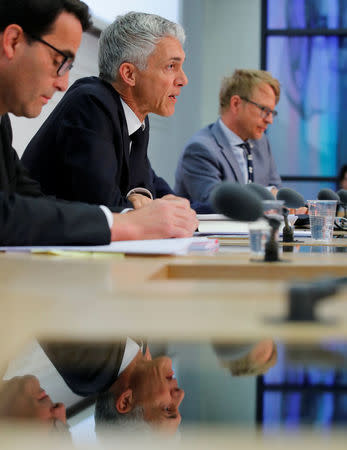 Swiss Attorney General Michael Lauber attends his yearly news conference in Bern, Switzerland April 20, 2018. REUTERS/Denis Balibouse