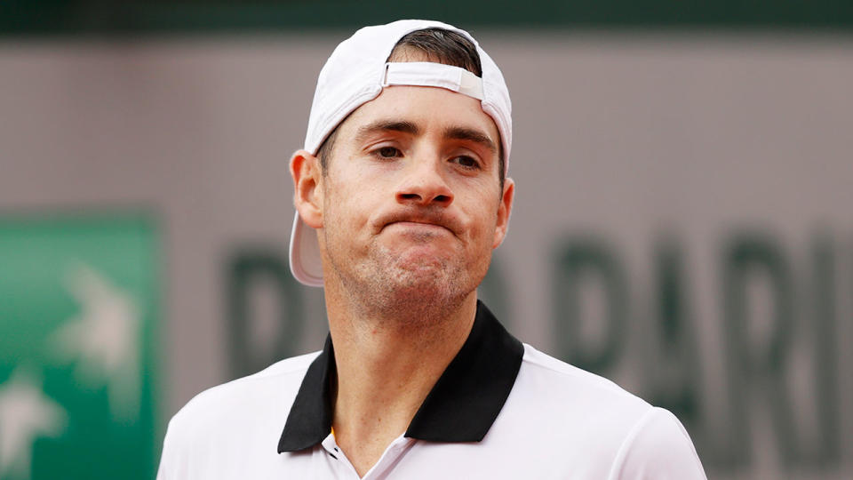 John Isner is seen here at the 2020 French Open.