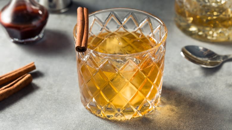 Cinnamon-spiced bourbon Old Fashioned cocktail