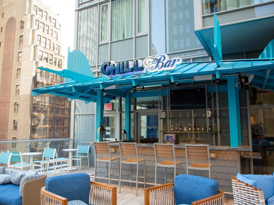 the outdoor patio of the License to Chill bar