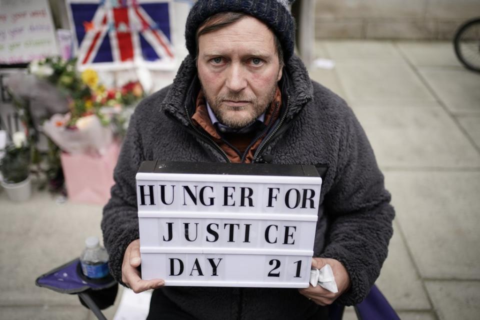 Nazanin’s husband, Richard, during his recent hunger strike outside the UK Foreign Office (PA Wire)