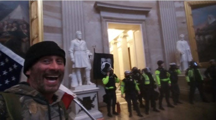 Anthony Robert Williams, of Southgate, poses in the U.S. Capitol after storming the building on Jan. 6, 2021.