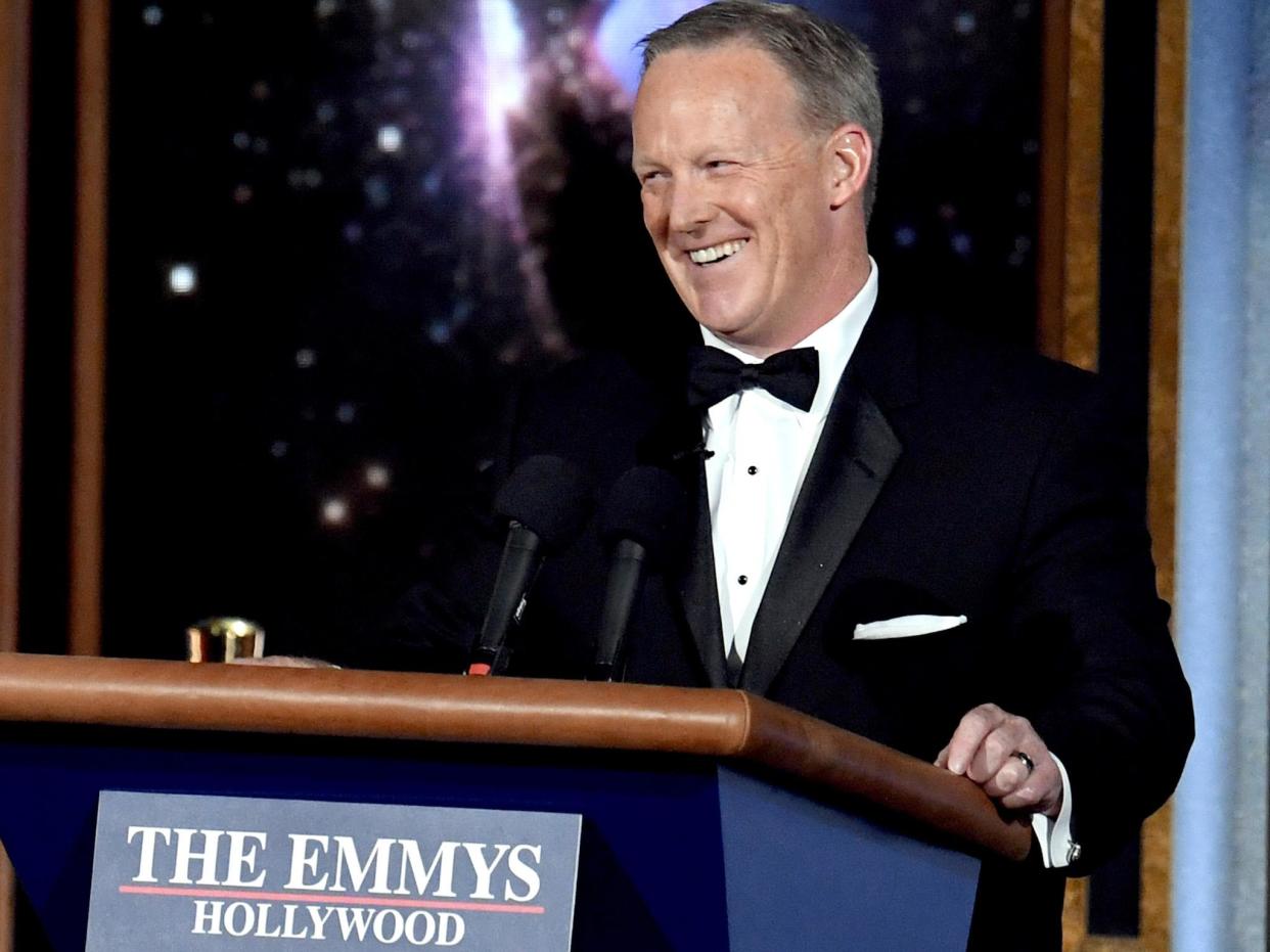 Former White House Press Secretary Sean Spicer speaks onstage during the 69th Annual Primetime Emmy Awards: Getty Images