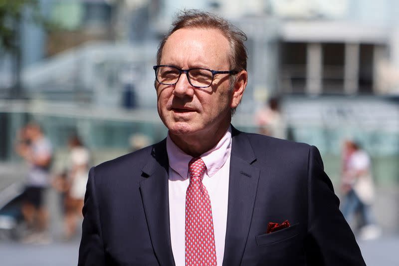 Kevin Spacey appears in court as jury continues to deliberate, in London