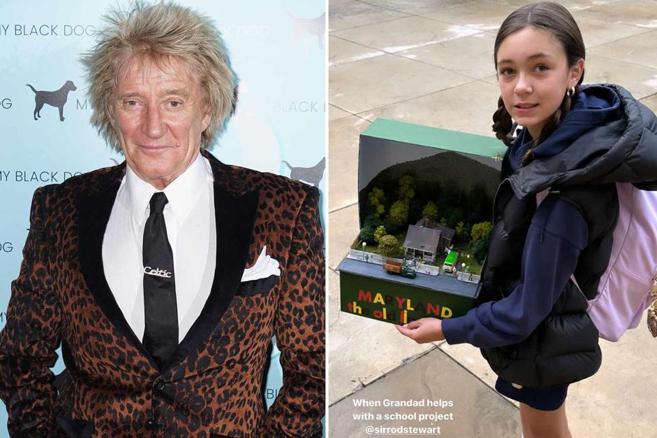 Ian West/PA Images via Getty, Kimberly Stewart/instagram Rod Stewart, granddaughter Delilah