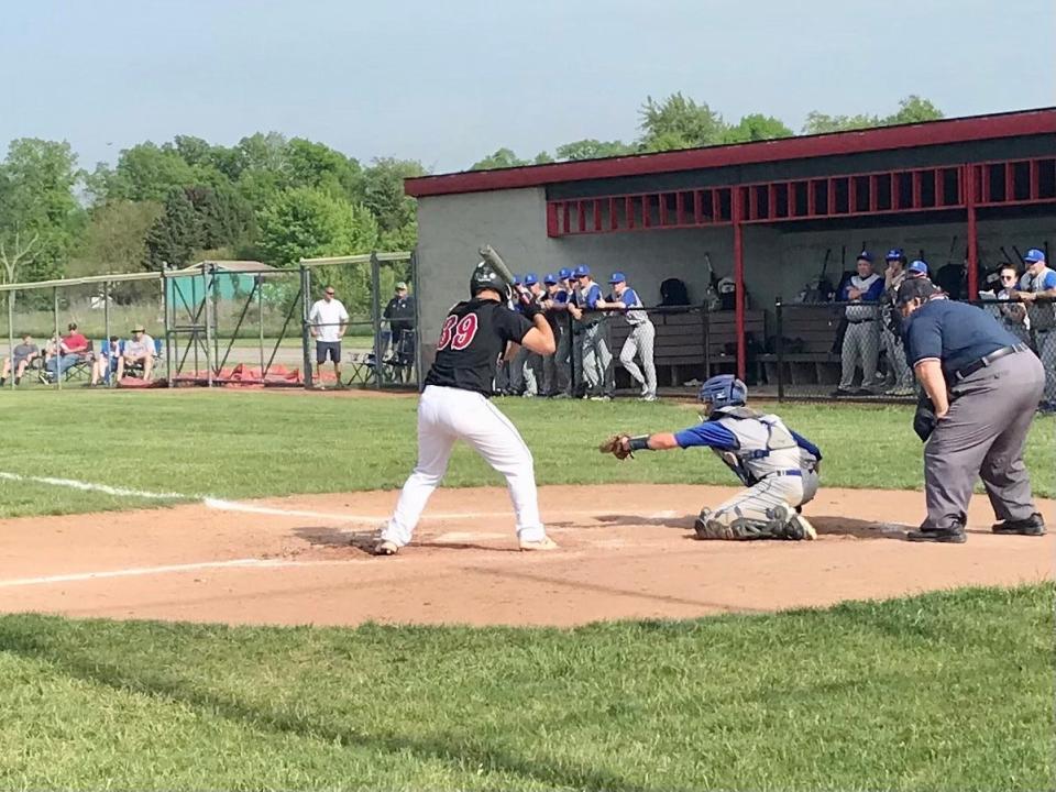 Pleasant's Julien Griffith stands in the batter's box during a home baseball Division III sectional final against Bishop Ready last year.