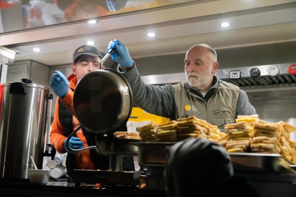 World Central Kitchen founder Chef Jose Andres on the ground helping to provide fresh and comforting meals to families at border crossings, reception centers, shelters, and other locations along their journey.