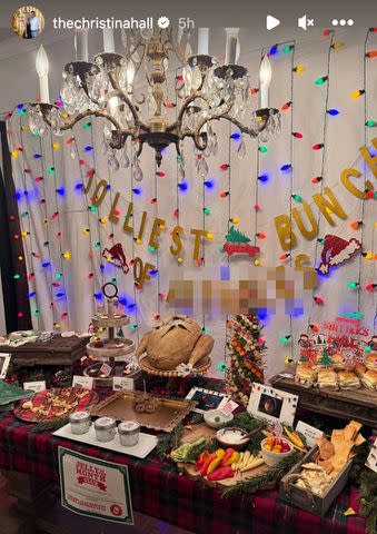 <p>Christina Hall/Instagram</p> The decorations and tablescape at Christina's friend's party.