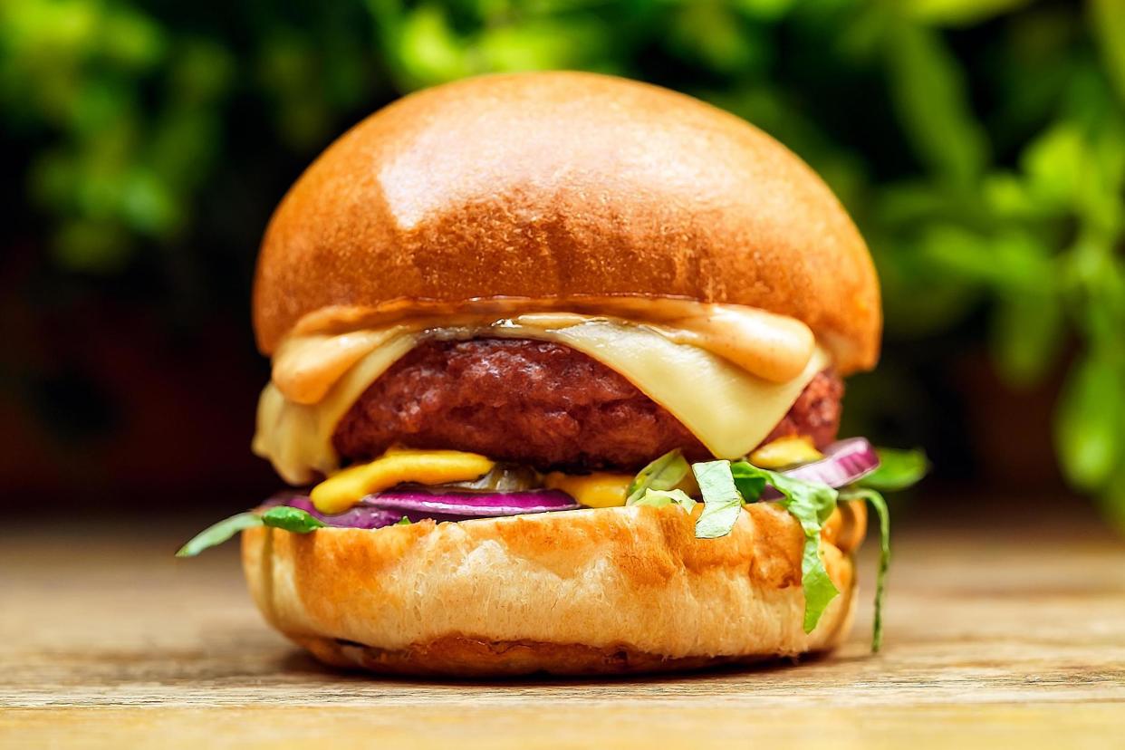 'Pink and juicy': the burger as sold by Honest Burgers in King's Cross, the only restaurant where it can be found in Europe: Beyond Meat