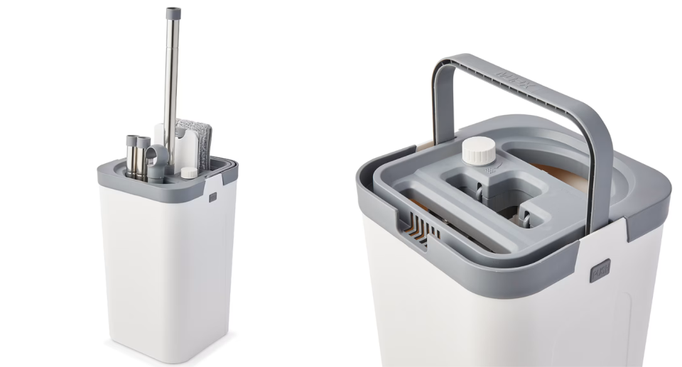 The Kmart 3-in-1 mop and bucket (from far away) and up close (right).