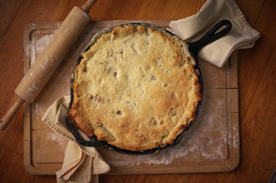 Coq au Vin Pot Pie with Bacon-Thyme Biscuit Crust