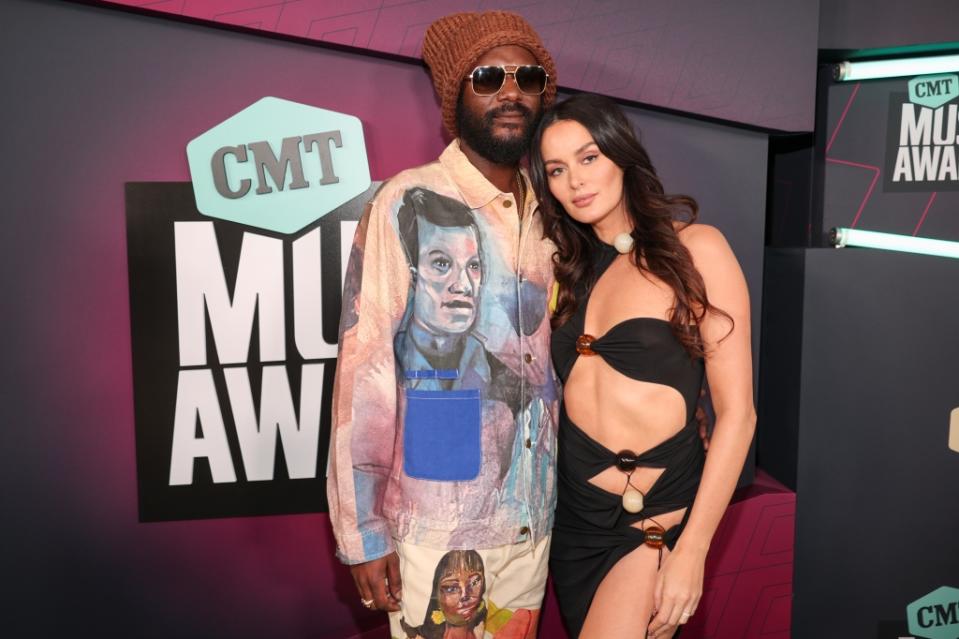 Gary Clark Jr. and Nicole Trunfio at the 2023 CMT Music Awards held at Moody Center on April 2, 2023 in Austin, Texas.