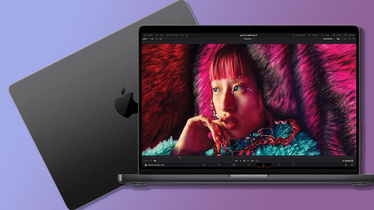  The new MacBook Pro with M3 chip in the new Space Black colorway. 