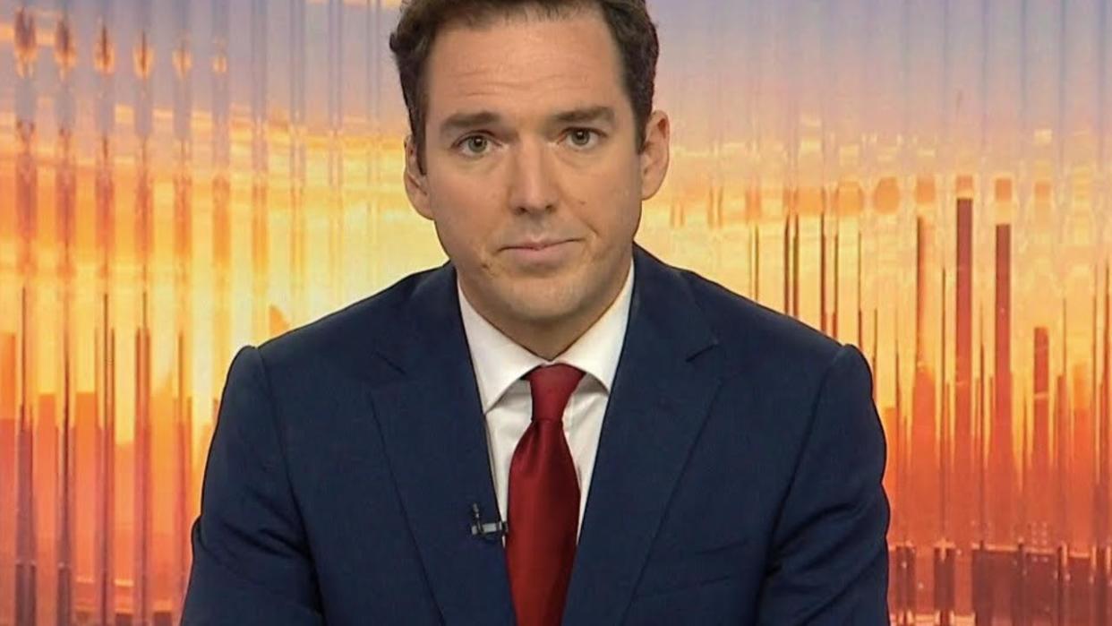 Sky News First Edition anchor Peter Stefanovic during his apology to Keegan Payne on Monday,