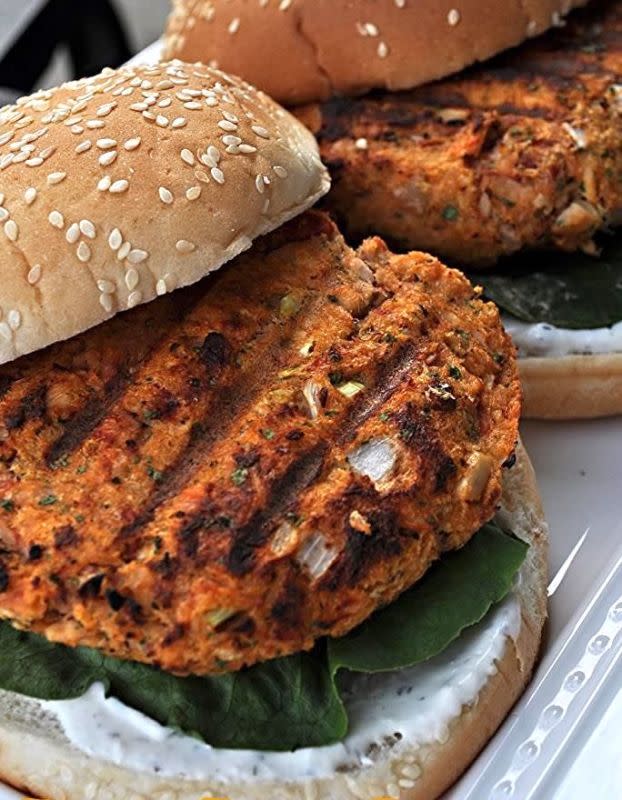 <p>Krista Marshall</p><p>If you have pescatarians coming to your cookout, treat them with these.</p><p><strong>Get the recipe: <a href="https://parade.com/842339/kristamarshall/zesty-tuna-burgers/" rel="nofollow noopener" target="_blank" data-ylk="slk:Zesty Tuna Burgers;elm:context_link;itc:0;sec:content-canvas" class="link ">Zesty Tuna Burgers</a></strong></p><p><strong>Related: <a href="https://parade.com/1026395/lorilange/best-canned-tuna-recipes/" rel="nofollow noopener" target="_blank" data-ylk="slk:10 Best Canned Tuna Recipes;elm:context_link;itc:0;sec:content-canvas" class="link ">10 Best Canned Tuna Recipes</a></strong></p>