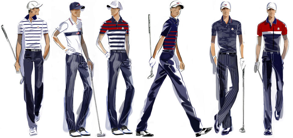 Sketches from the Ralph Lauren Ryder Cup players’ collection.