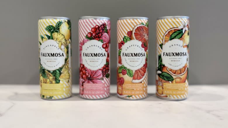 canned Fauxmosa drinks