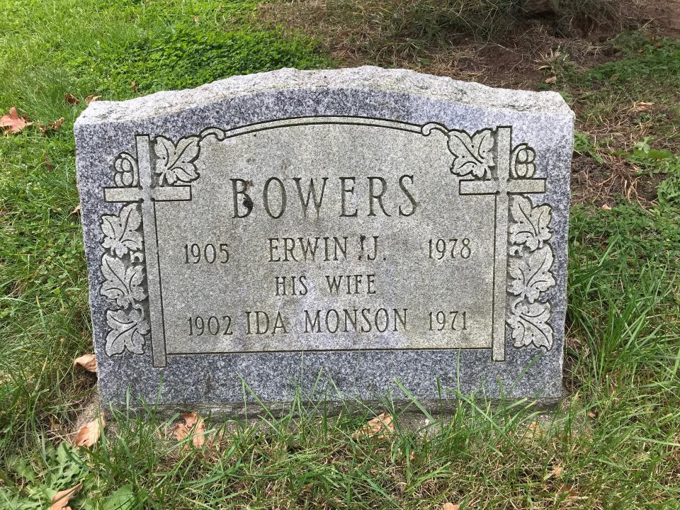Alan Clarke found the burial stone for Gwen Bowers' parents at Quidnessett Memorial Cemetery in North Kingstown.