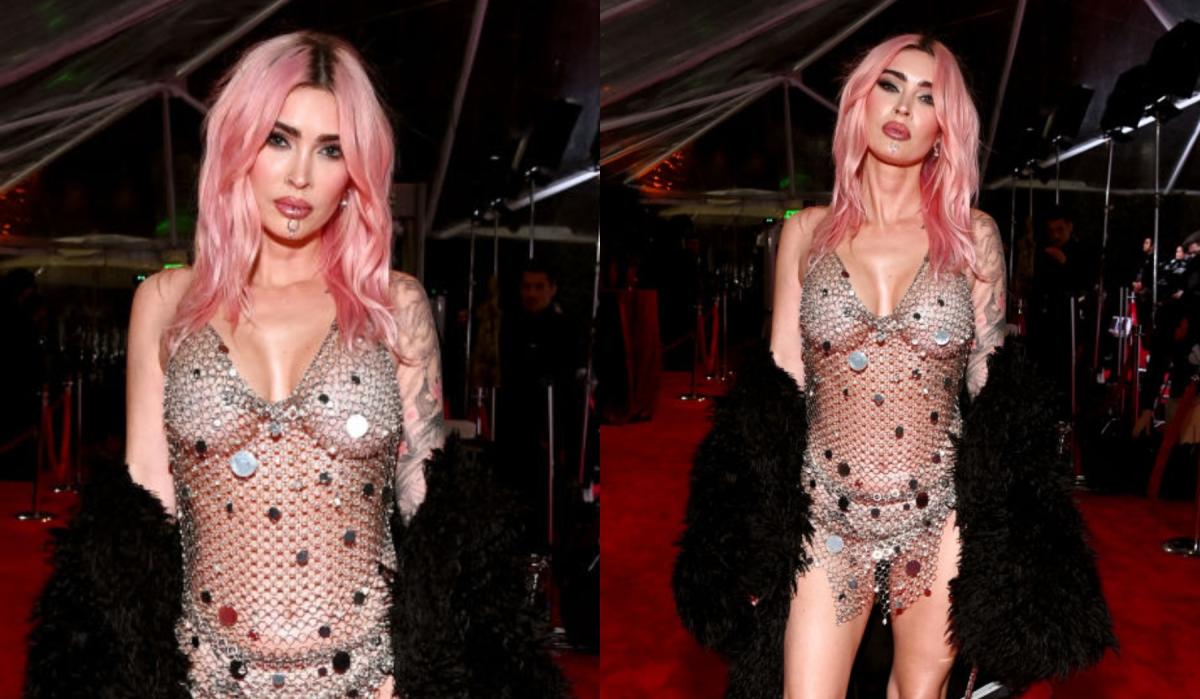 Megan Fox Debuts Pink Hair in Chain Mail Minidress at Jam for Janie